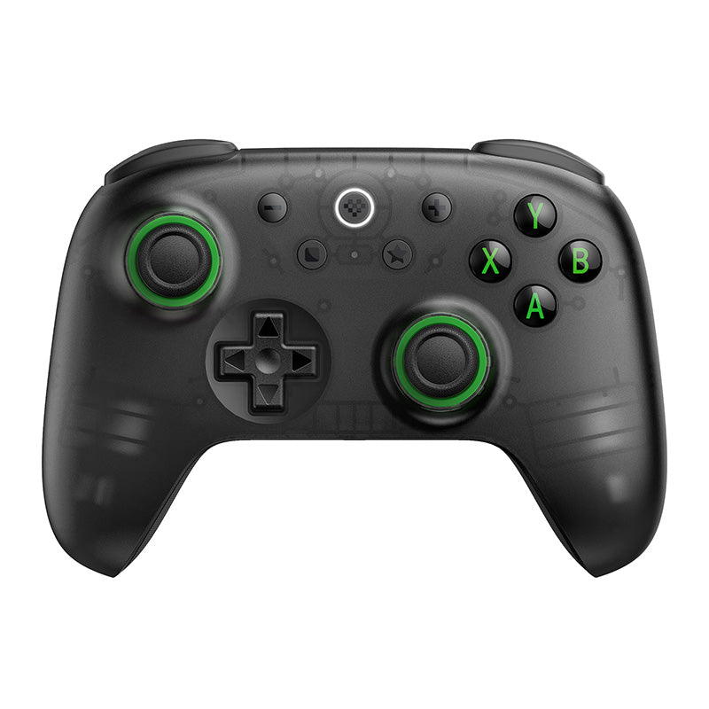 8BitDo Ultimate 2C Wireless Controller in Transparent Black, front view showing the Xbox-style button layout