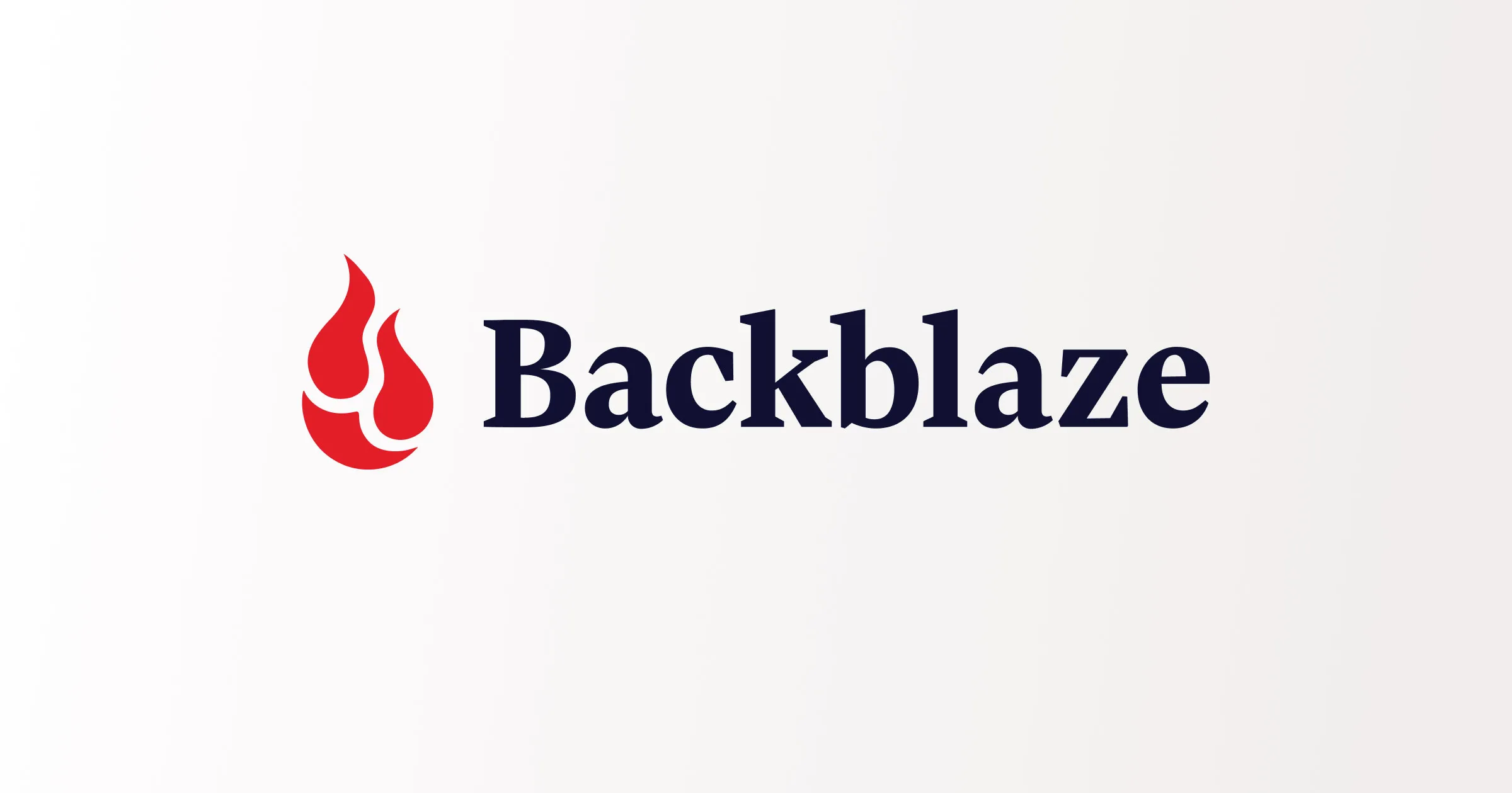 Backblaze logo with a red flame icon and navy wordmark on a light gray background