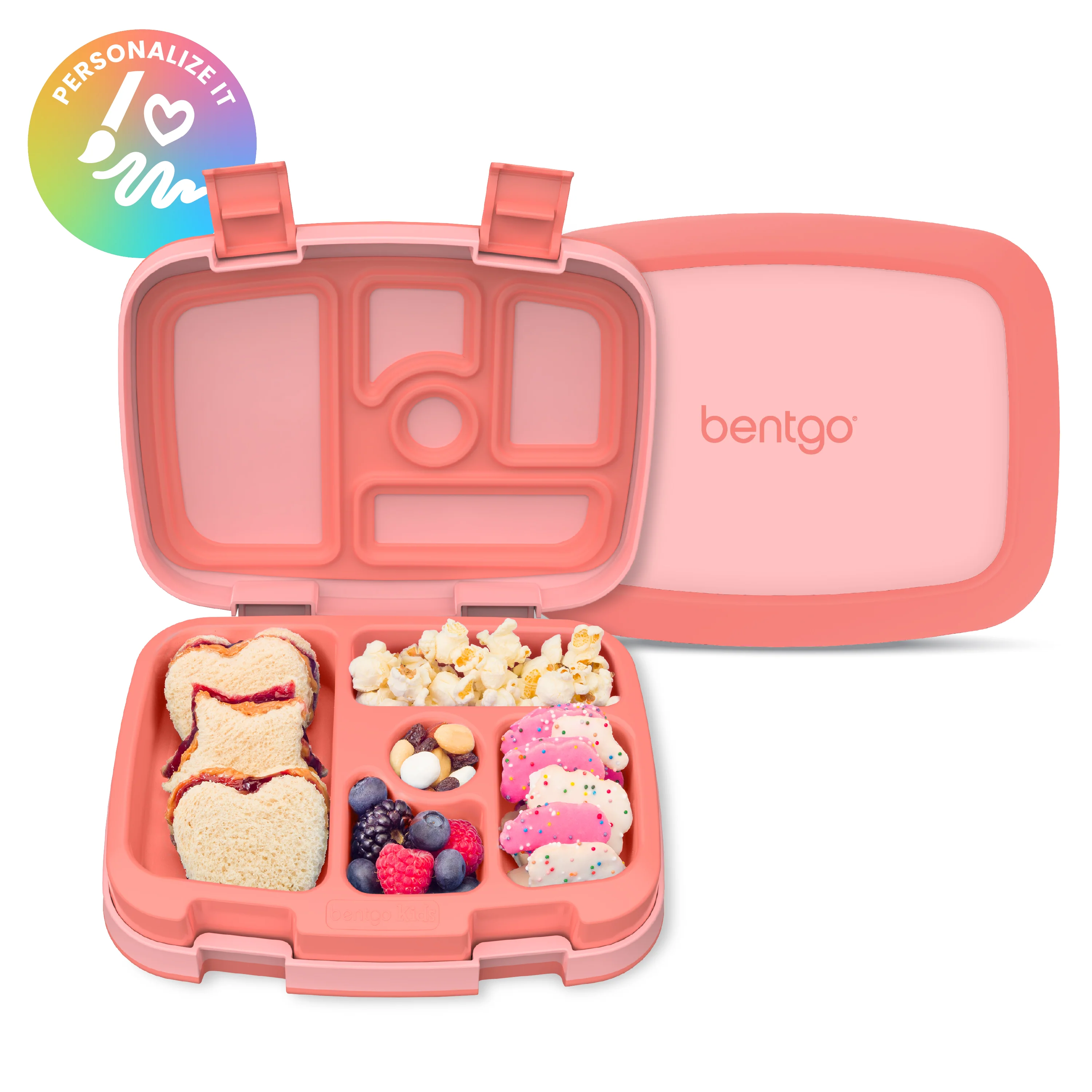 Bentgo Kids Lunch Box in Coral with the lid closed