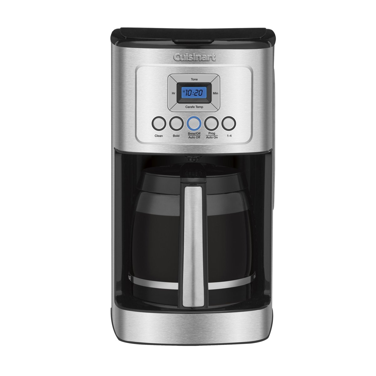 Cuisinart PerfecTemp 14-Cup Programmable Coffeemaker DCC-3200NAS in stainless steel with glass carafe, front view