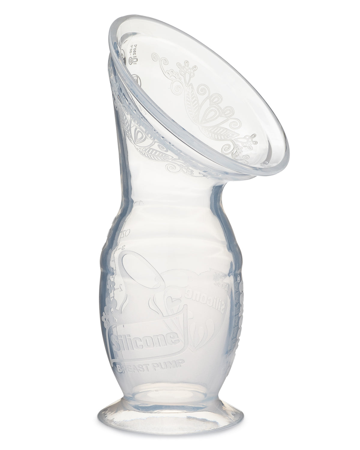 Clear Haakaa Generation 2 silicone breast pump with suction base, 4 oz size, standing upright
