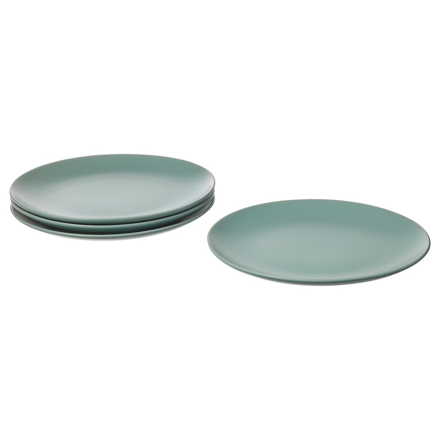 IKEA FÄRGKLAR Plate, Matte Light Turquoise, 10 in, 4-pack