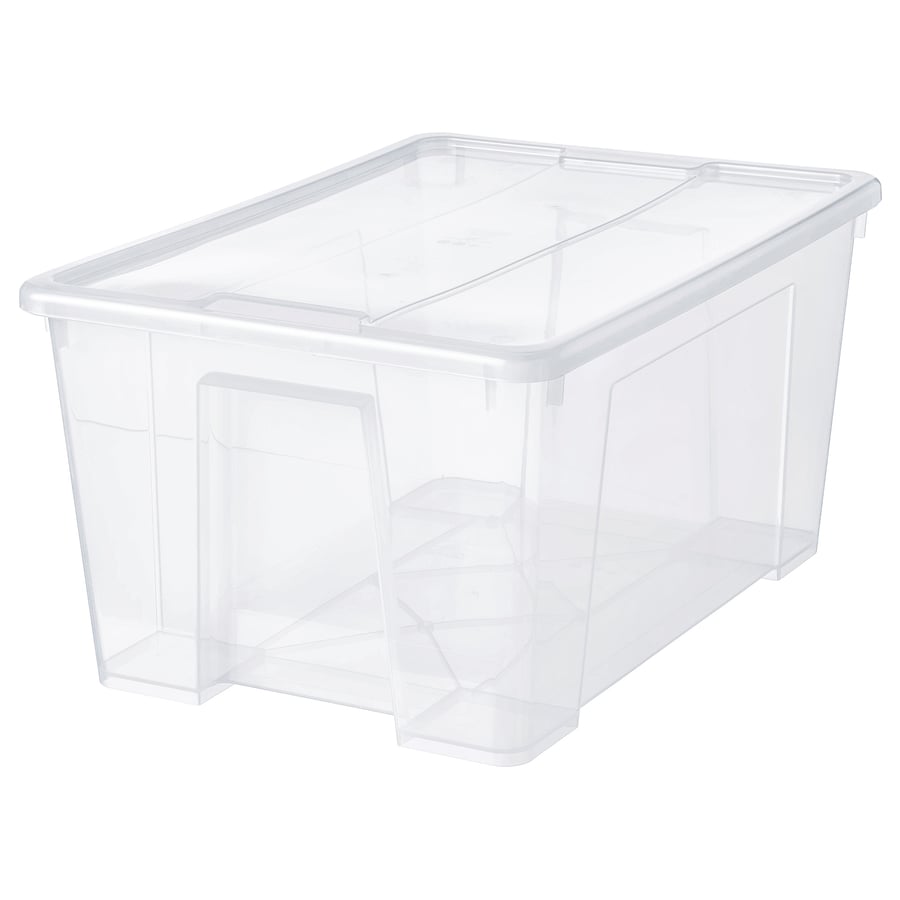 IKEA SAMLA clear storage box with click-lock lid, 12 gallon size