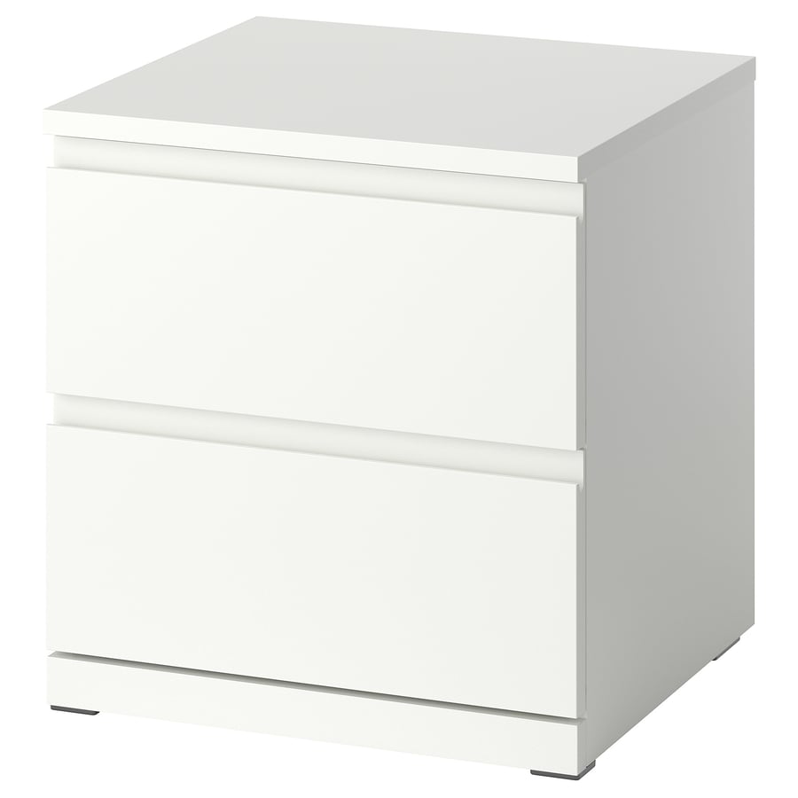 IKEA STORKLINTA 2-drawer chest in white with integrated drawer handles along the top edges