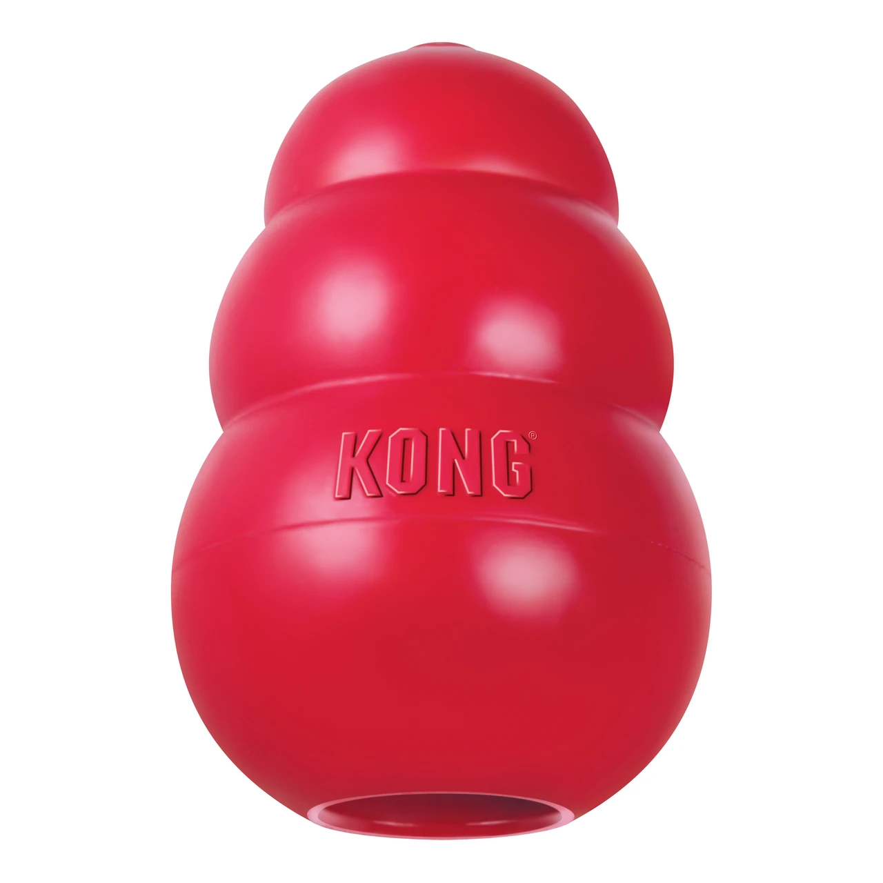 Red KONG Classic natural rubber dog toy in the beehive shape