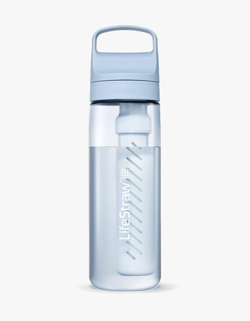 Icelandic Blue LifeStraw Go Series 22 oz water filter bottle with carry handle on a white background